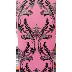 Roze glitter barok behang €8.50