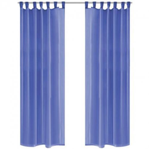 vidaXL Gordijnen voile 140x245 cm koningsblauw 2 st