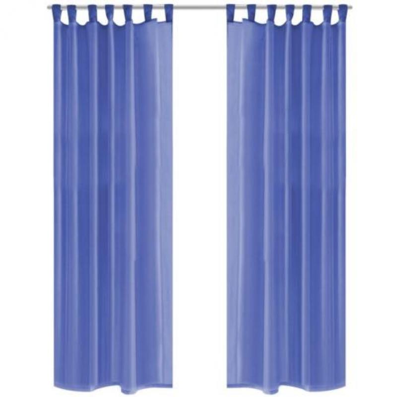 vidaXL Gordijnen voile 140x245 cm koningsblauw 2 st