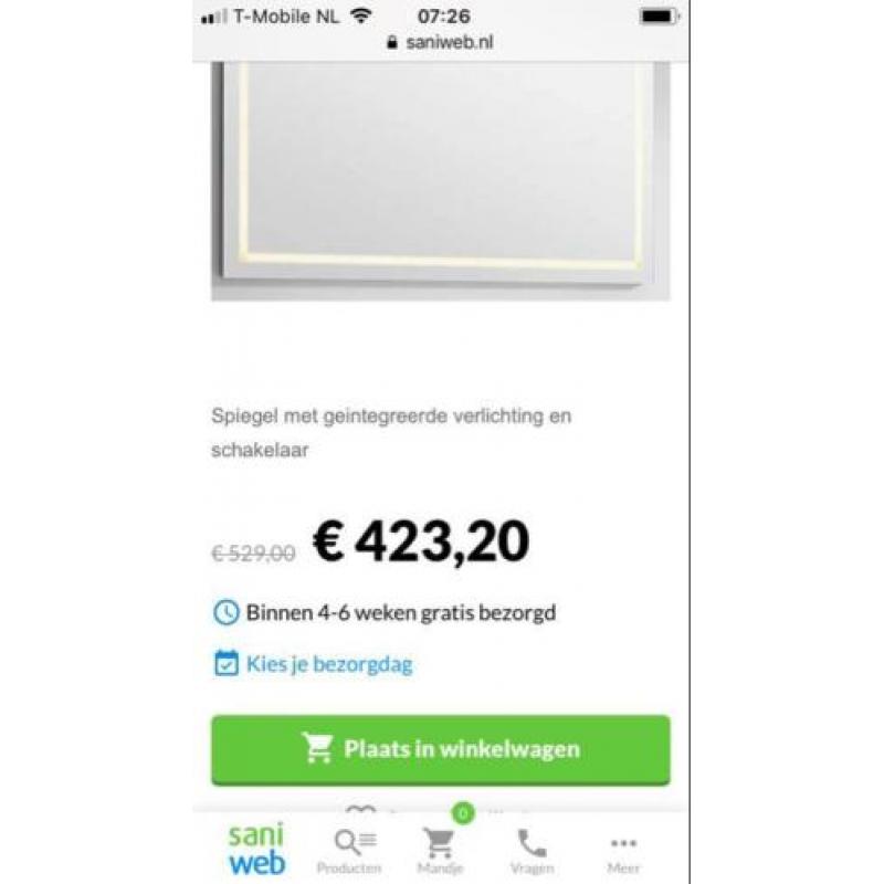 Nieuw!! Spiegel 100x70 met led-verlichting en verwarming